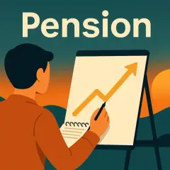 Man ritar en uppåtgående graf på en whiteboard, en visuell representation av frågan: hur mycket ska man spara till pensionen.