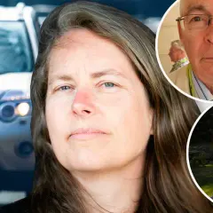 Kvinnan med bilen i bakgrunden och två män i cirklar. Kanske en berättelse om att leva utan bil.